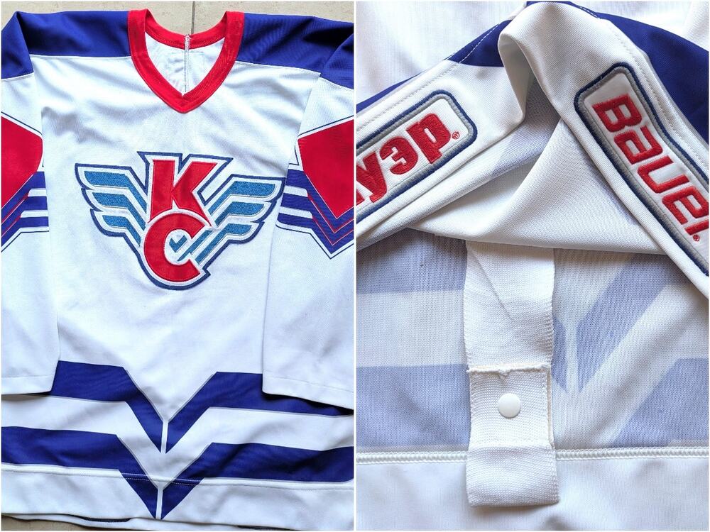 Krylya Sovetov Moscow 90 BAUER Authentic jersey 48 L white Russia RSL hockey vtg